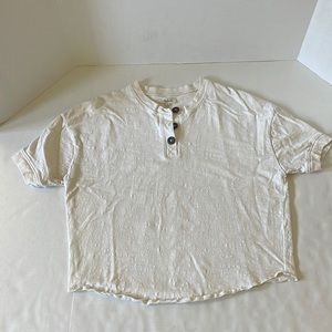 Madewell 3 button short sleeve cropped Henley tee